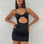 Spring Sleeveless Lace-Up Cutout Sheath Dress