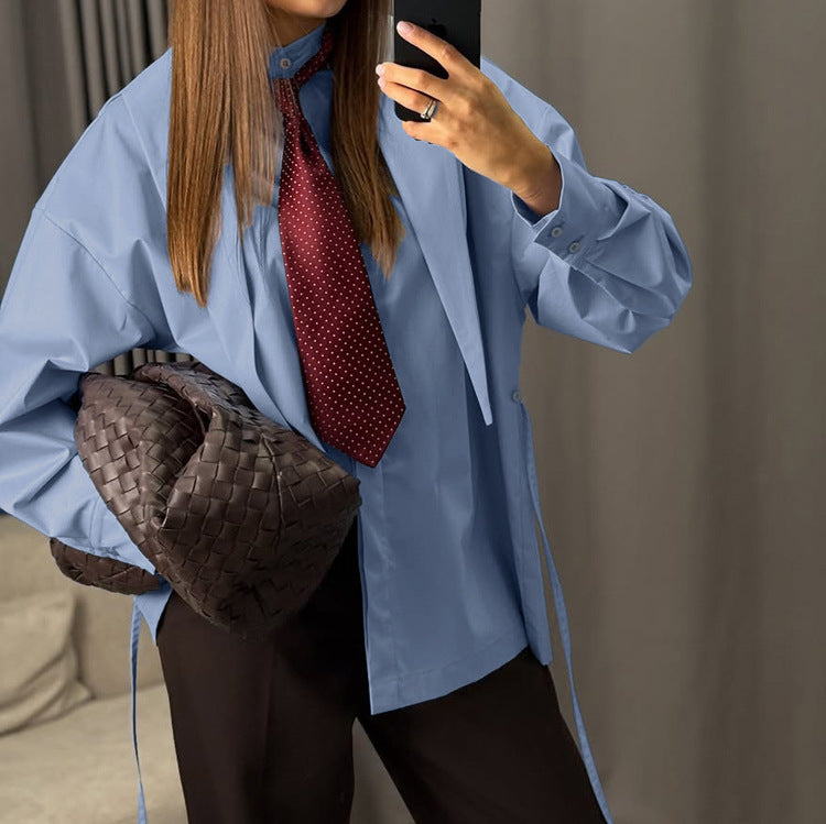 French Top Niche Design Detachable Collar Women Blouse Long