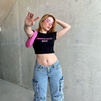 Women's Street Hipster Letters Sexy Sexy Cropped Short Short Sleeve T Shirt Top Women Clothes
