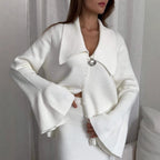 Women's Knit Bell-Sleeve Skirt Suit Two-Piece Set