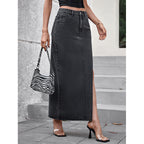 High Waist Slit Denim Skirt