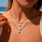 Women's V Shape Water Drop Zircon Necklace