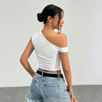 Women’s One-Shoulder Slim-Fit Knit Top