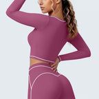 Women's Contrast-Color Long-Sleeve Yoga Top