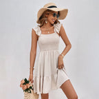 Women's Square-Neck Ruffle Smocked Mini Dress
