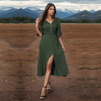 Summer Women Solid Color Dress