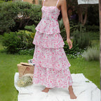 Floral Strap Mid-Length Dress