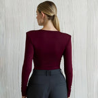 Deep V Neck Long Sleeve Bodysuit