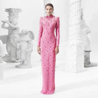 Women's Rhinestone Long-Sleeve Bandage Formal Dress