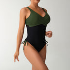 Stitching Contrast One-piece Swimwear