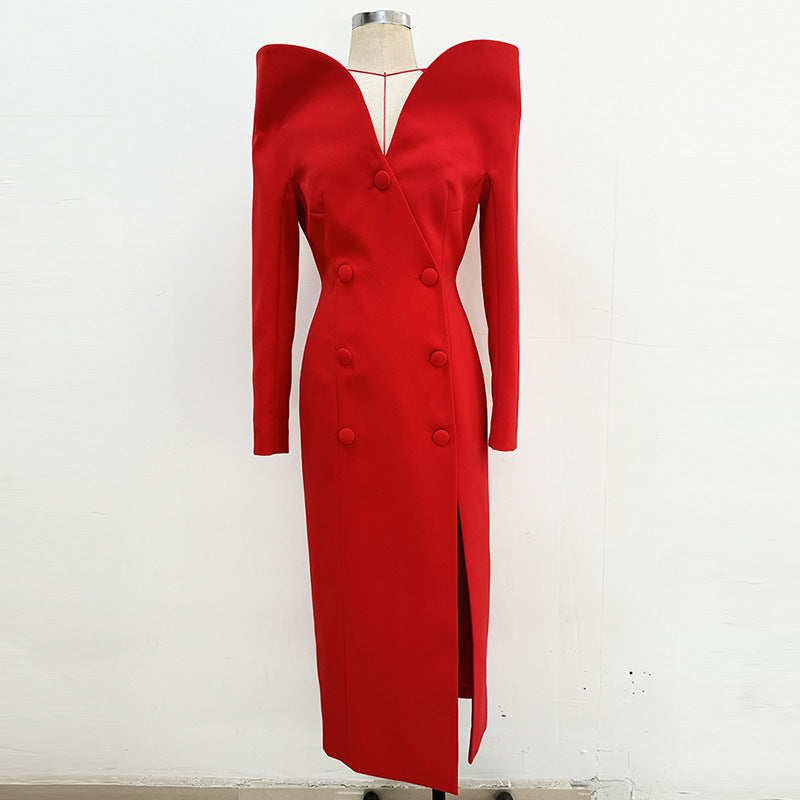 Long Slim Fit Trench Coat Dress