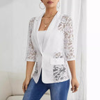 Solid Lace-Stitching Blazer