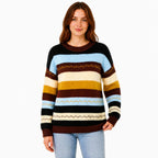 Women's Striped Contrast Turtleneck Sweater