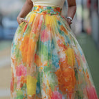 Women's Multicolor Printed Midi Skirt