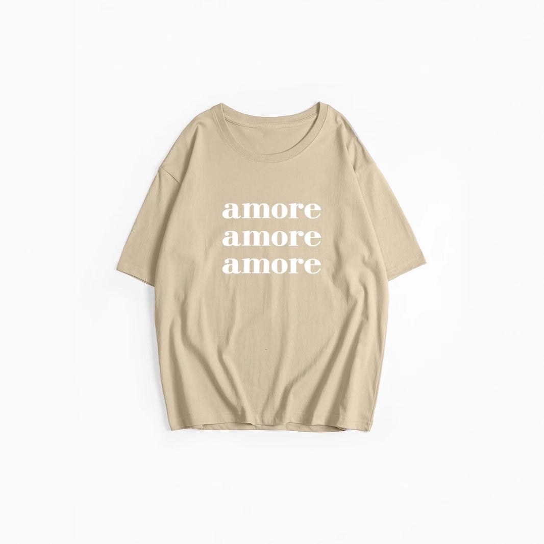 Women's Printed T Shirt Women Summer Loose Round Neck Cotton Short Sleeve Top