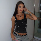 Women’s Rhinestone U Neck Crop Tank Top