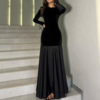 Women's Crew-Neck Long-Sleeve Maxi Dress