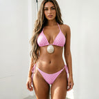 Women's Polka-Dot Lace-Up Halter Bikini Set
