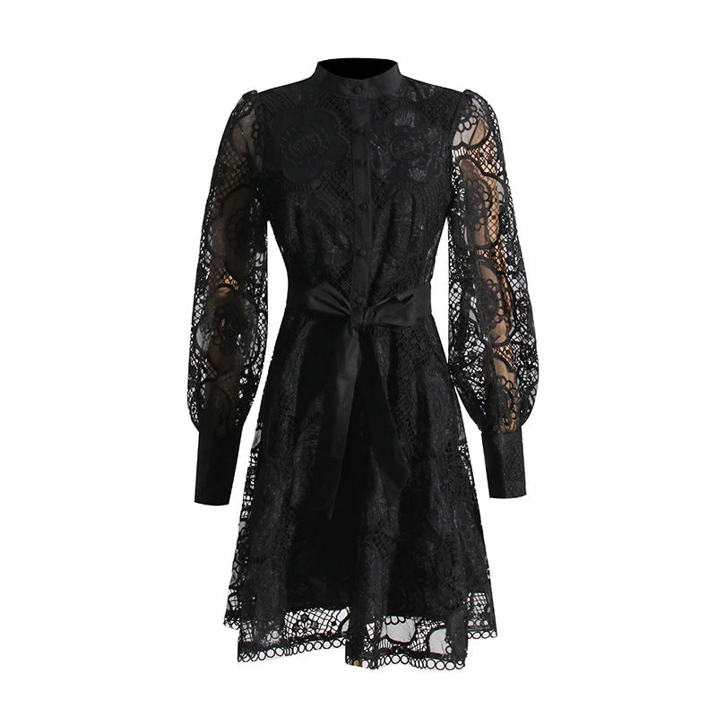 Women's Embroidered Lace Jacquard A-Line Dress
