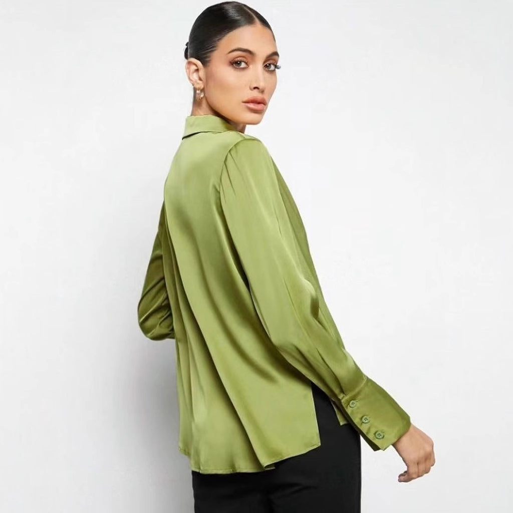 Women's Satin Faux Silk Shirt