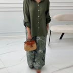Cardigan Shirt High-Waist Loose Trousers Two Piece Set