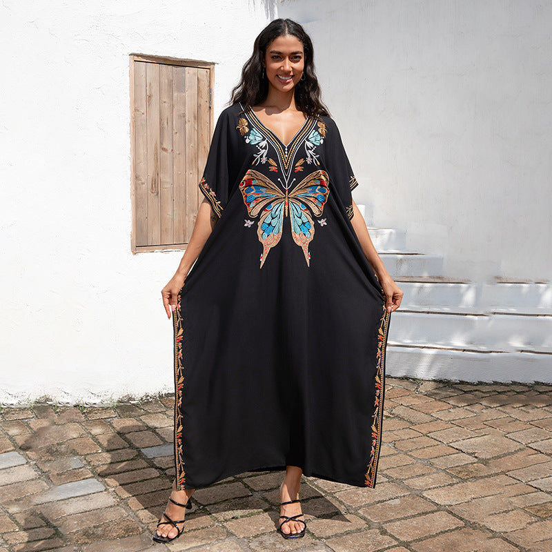 Rayon Embroidered Cover Up Swimwear