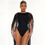 Lace Ruffle Sleeveless Tie Jumpsuit