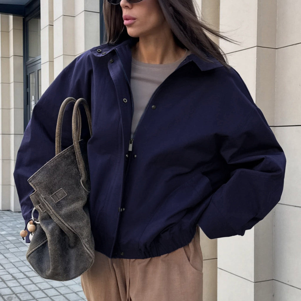 Workwear Stand Collar Jacket for Women Autumn Winter Loose