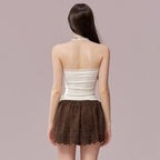 's Clothes Lace Edge Slim Short Halter Spaghetti Straps Vest Top