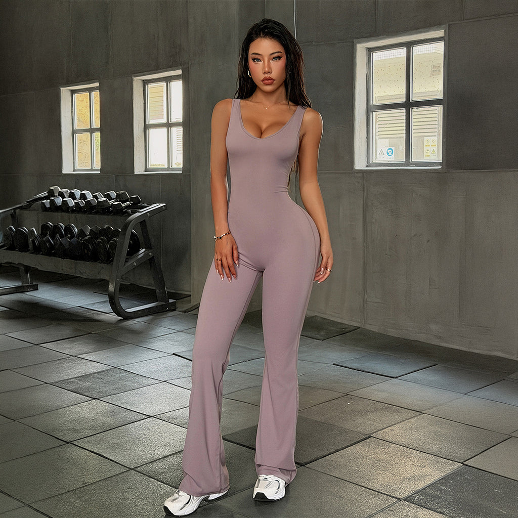 Women's Clothing Autumn Fitness Sexy Sleeveless Slim Jumpsuit