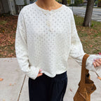 Women's Crochet Openwork Crew-Neck Sweater