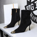Women's Black Suede-Look Stiletto Boots
