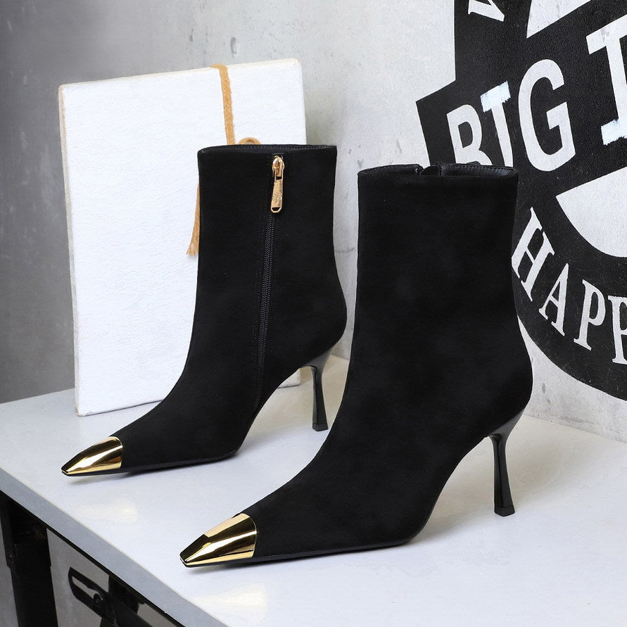 Women's Black Suede-Look Stiletto Boots