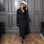 Elegant Collared Waist Tight Long Business Blazers Dress