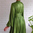 Women's Avocado Green Halter A-Line Maxi Dress