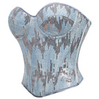 Blue Court Boning Corset Bra Tube Top Vest Body Shaping Top