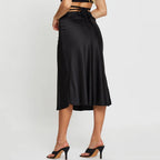 Spring Summer Solid Color Zipper Simple Lacing Skirt