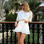 Double Layer Lace up A line Skirt