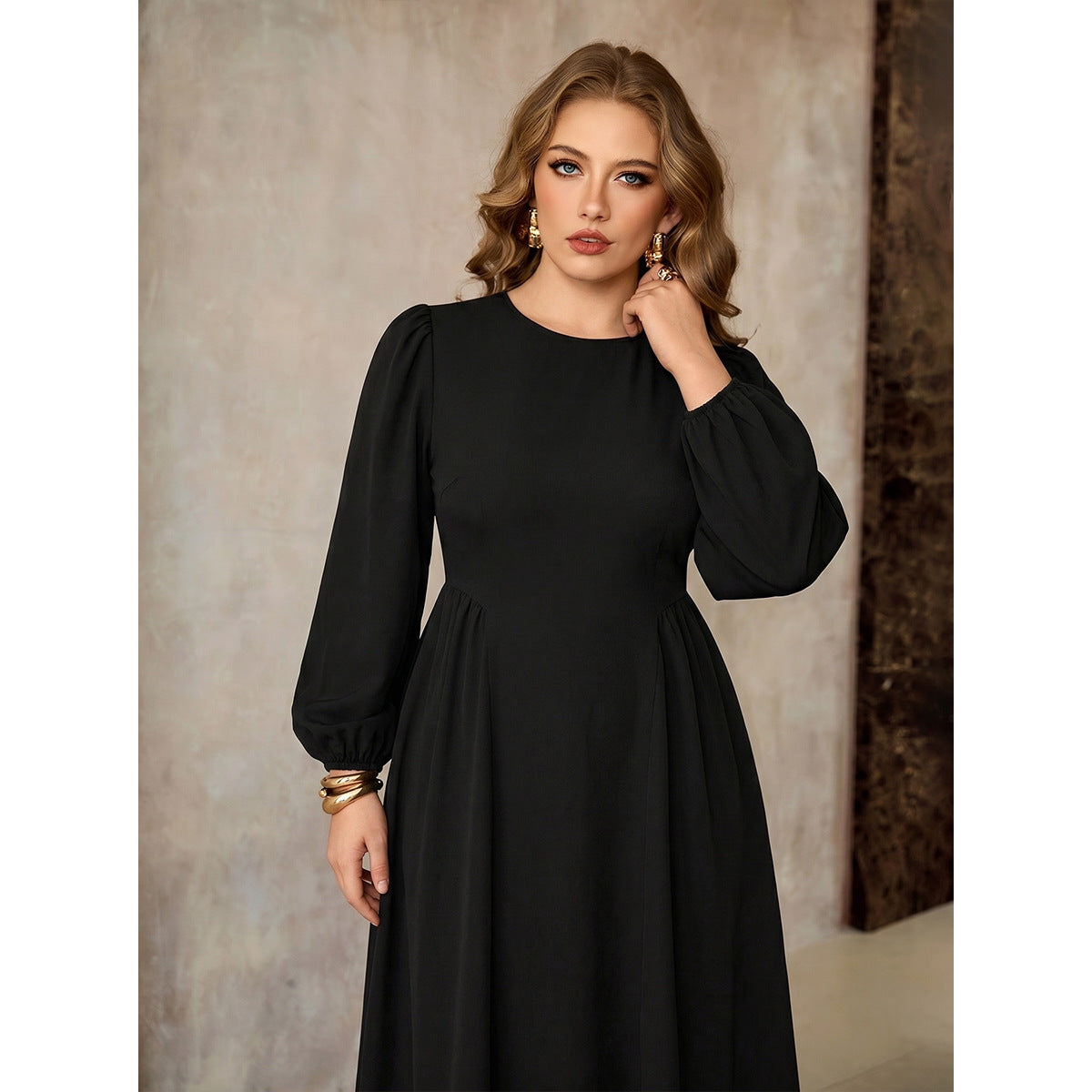 Plus Size Black Velvet Maxi Dress
