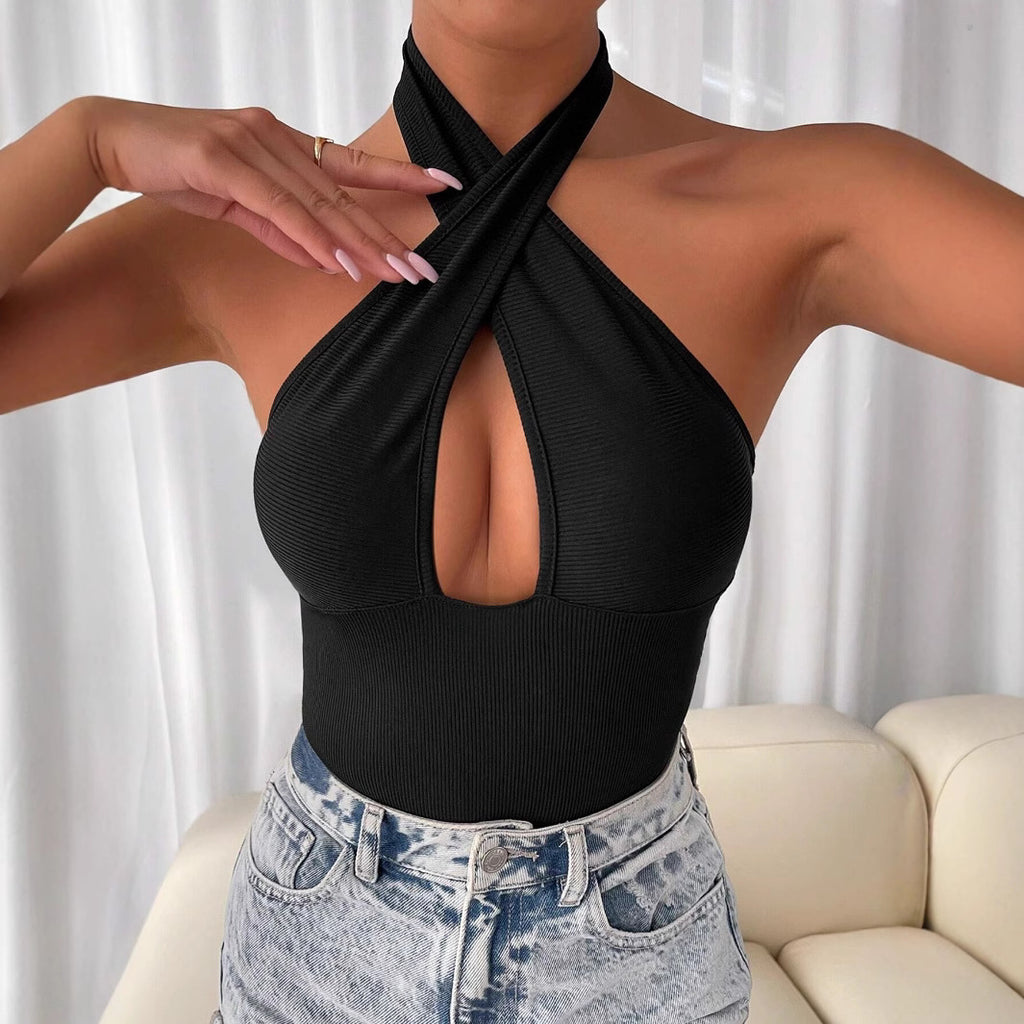 Backless Cross Hollow Out Halter Jumpsuit