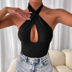 Backless Cross Hollow Out Halter Jumpsuit