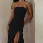 Tassel Strapless Split Dress