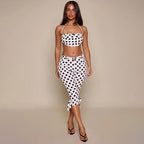Women Clothing Summer Polka Dot Print SL Halter Tied Top