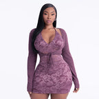 Women's Autumn Winter Solid Color Long Sleeved Top Lace Halter