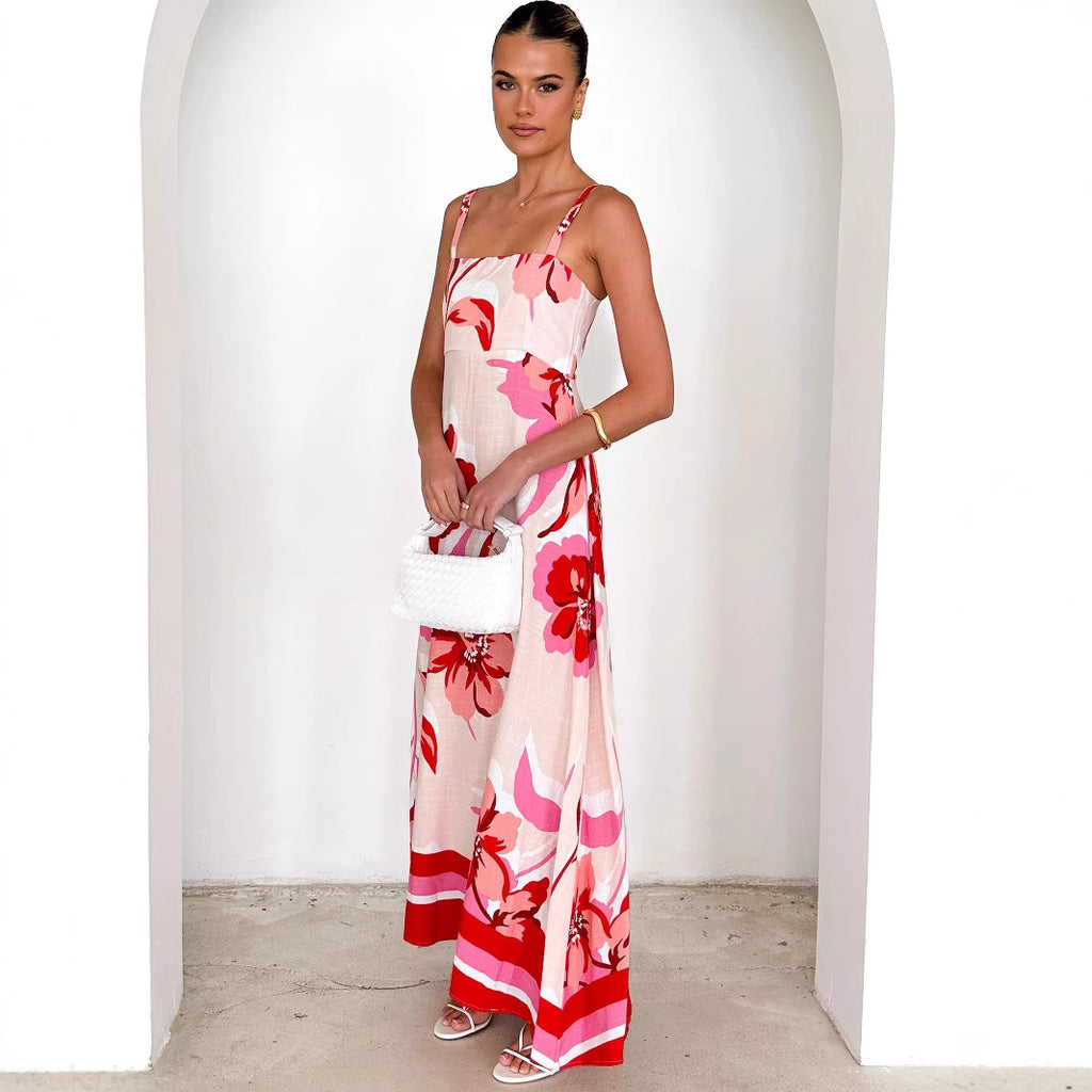 Strap Summer Printed Strap A-Line Dress