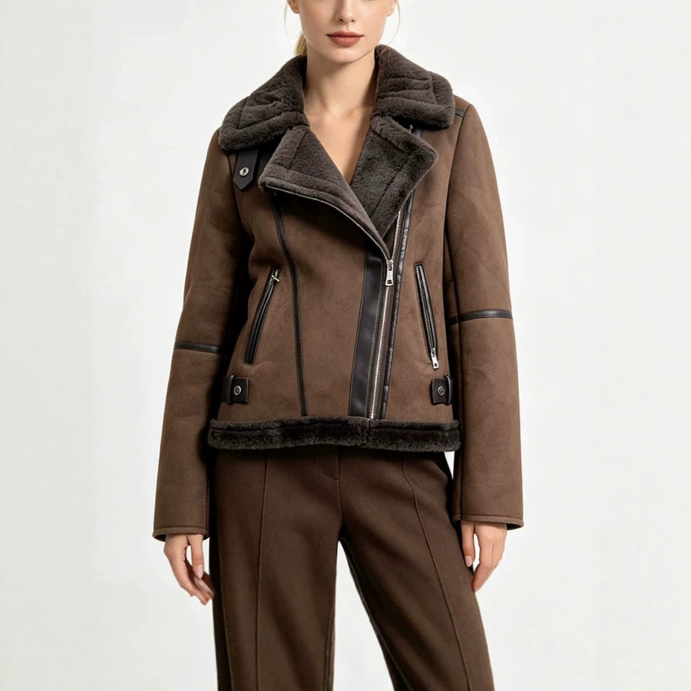 Women Winter Coat Fur And Thick Suede Lamb Fur Short Jacket Jacket