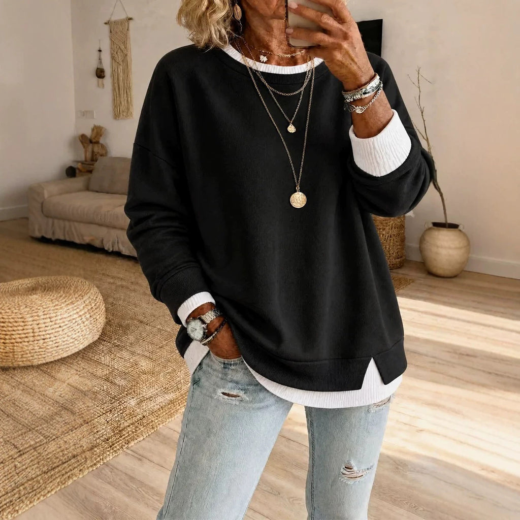 Women's Color-Block Long-Sleeve Sweater