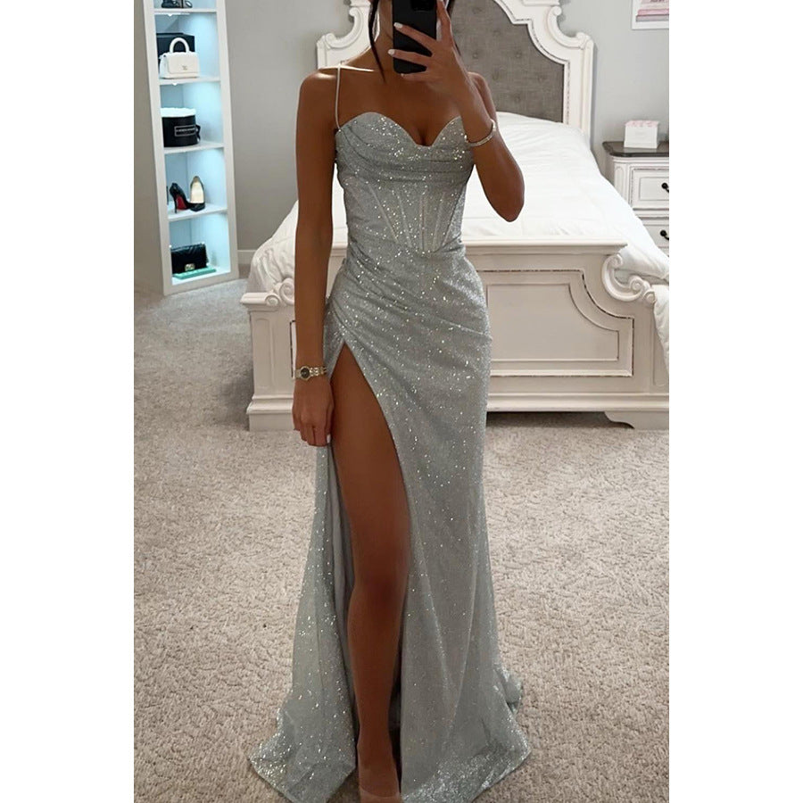 Women's Suspender Split Maxi Dress