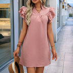 Ruffle-Detail Short-Sleeve Dress
