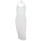 Low Cut V-Neck Hollow Out Cutout Backless Halter Lace Up Dress